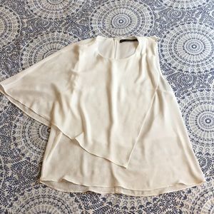 ZARA white cape asymmetrical top size S